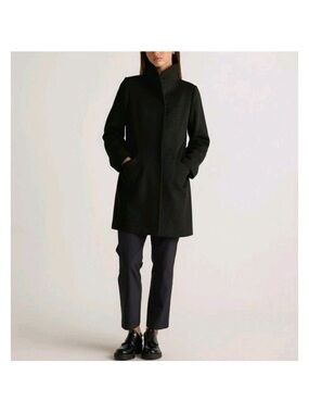 Quince Black Wool Cocoon Coat with Shawl Collar - XS, like new